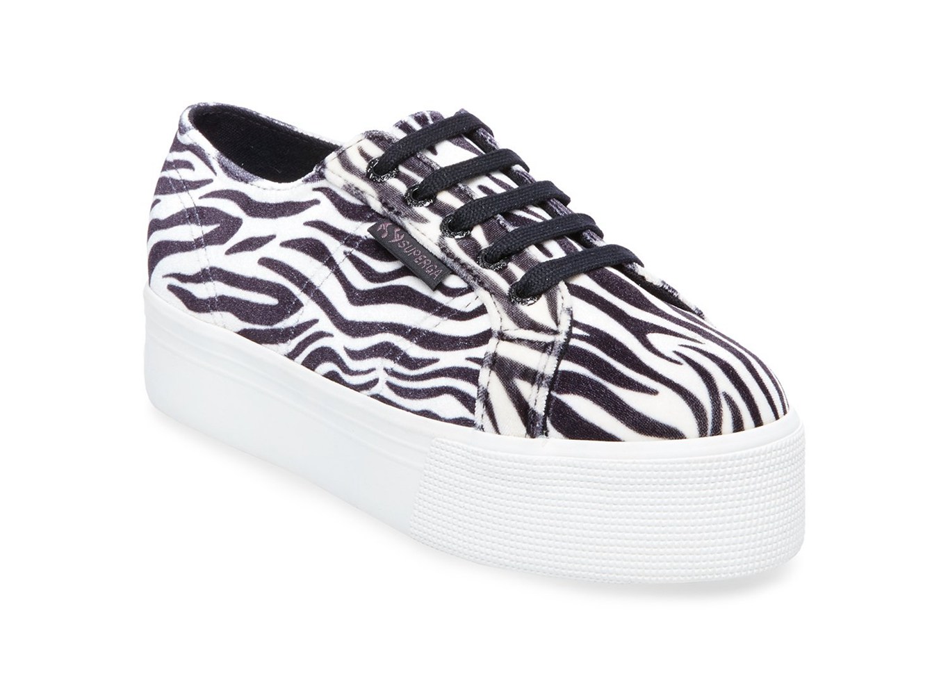 Platform Feminino Pretas/Branco - Superga 2790 Fanvelvetw - ROAZD-4971